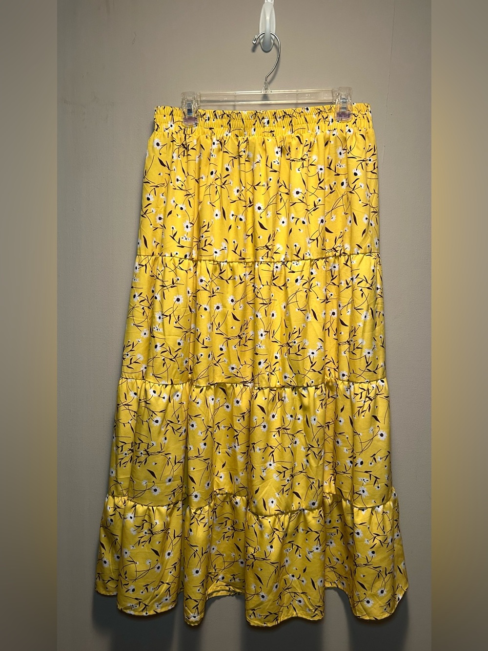 NWT Berrydress Yellow Floral Tiered Maxi Skirt Size XL